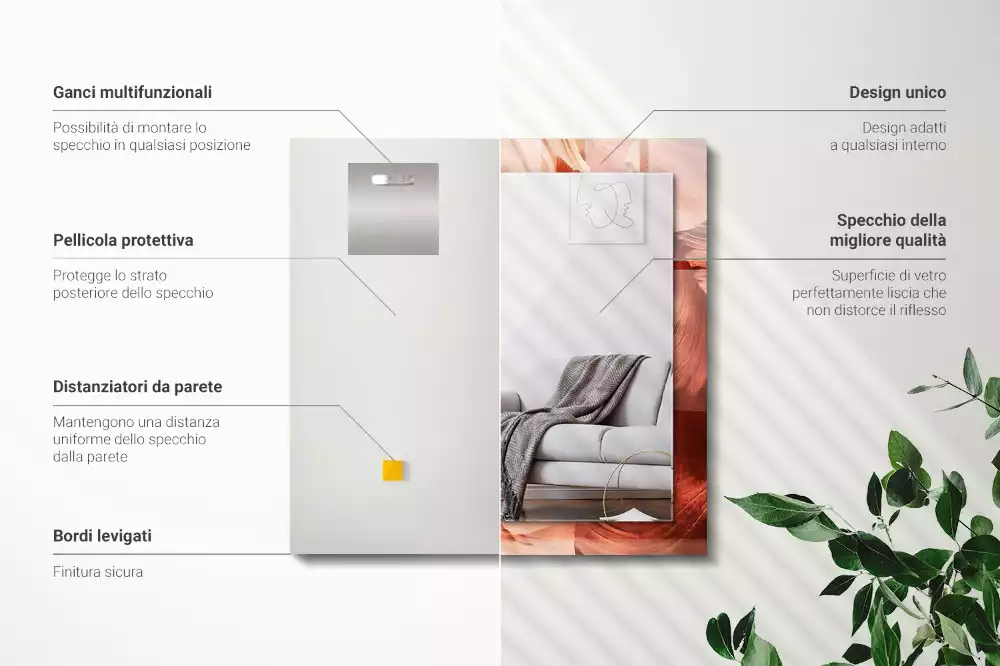 Espejo rectangular estampado Rocas del cañón del desierto