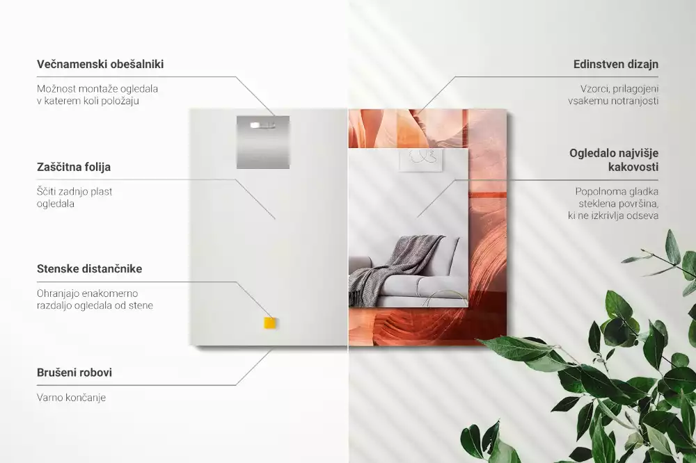 Espejo rectangular estampado Rocas del cañón del desierto