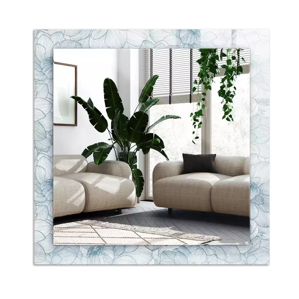 Espejo rectangular impreso Patrón de flores azules