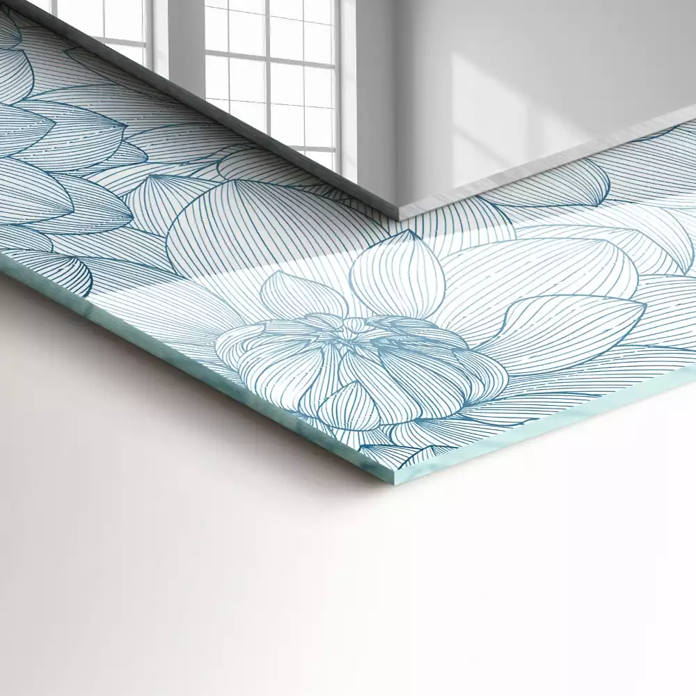 Espejo rectangular impreso Patrón de flores azules