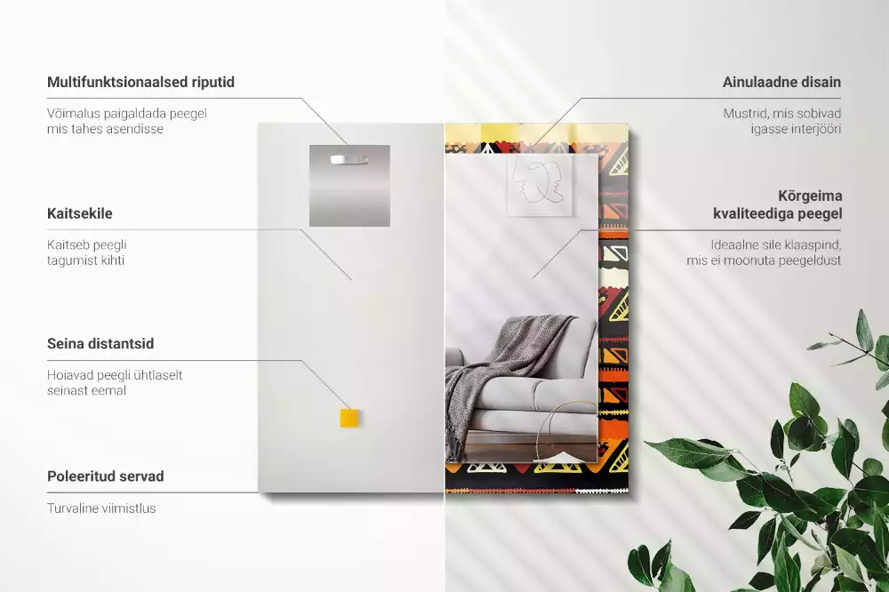 Espejo rectangular estampado Patrón étnico colorido