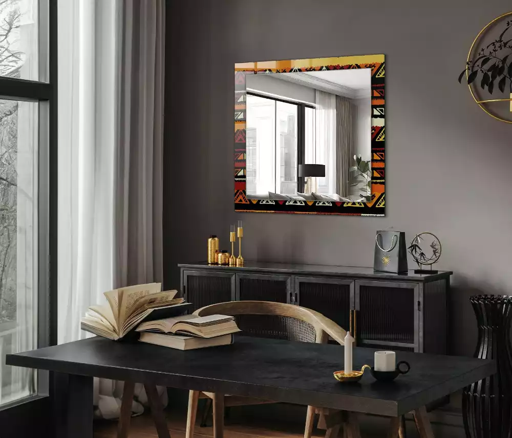 Espejo rectangular estampado Patrón étnico colorido