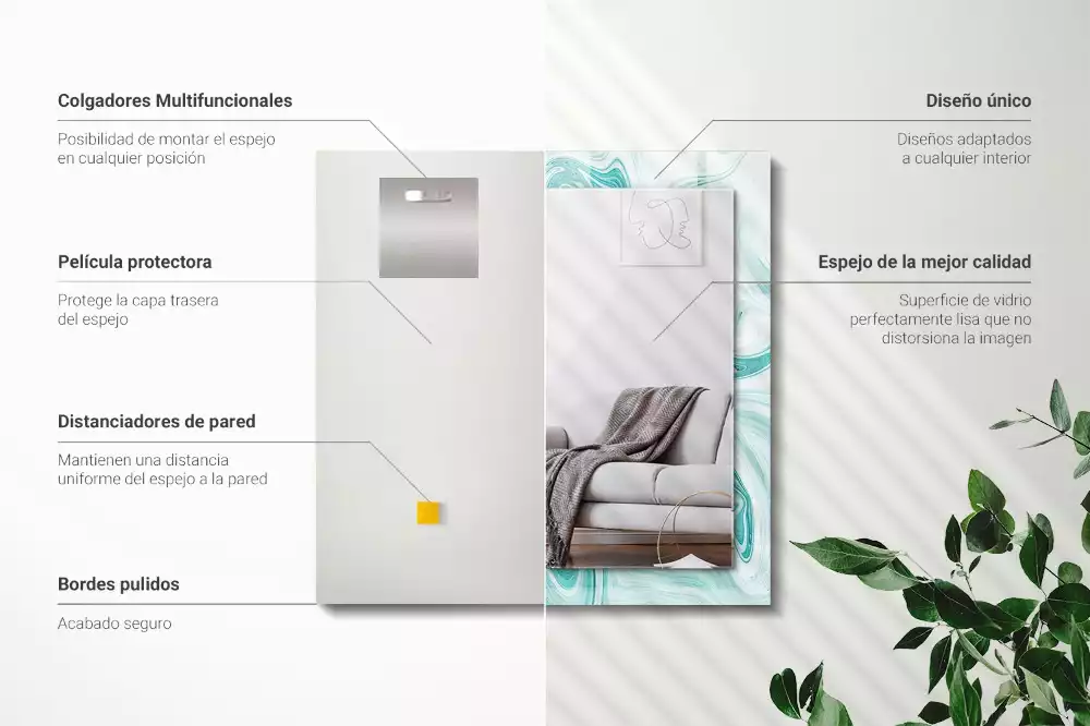 Espejo rectangular estampado Patrón de mármol abstracto