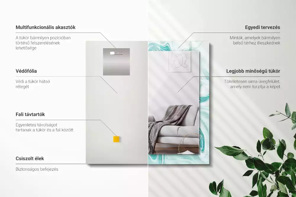 Espejo rectangular estampado Patrón de mármol abstracto