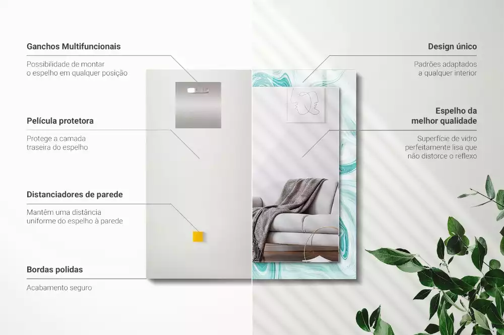 Espejo rectangular estampado Patrón de mármol abstracto