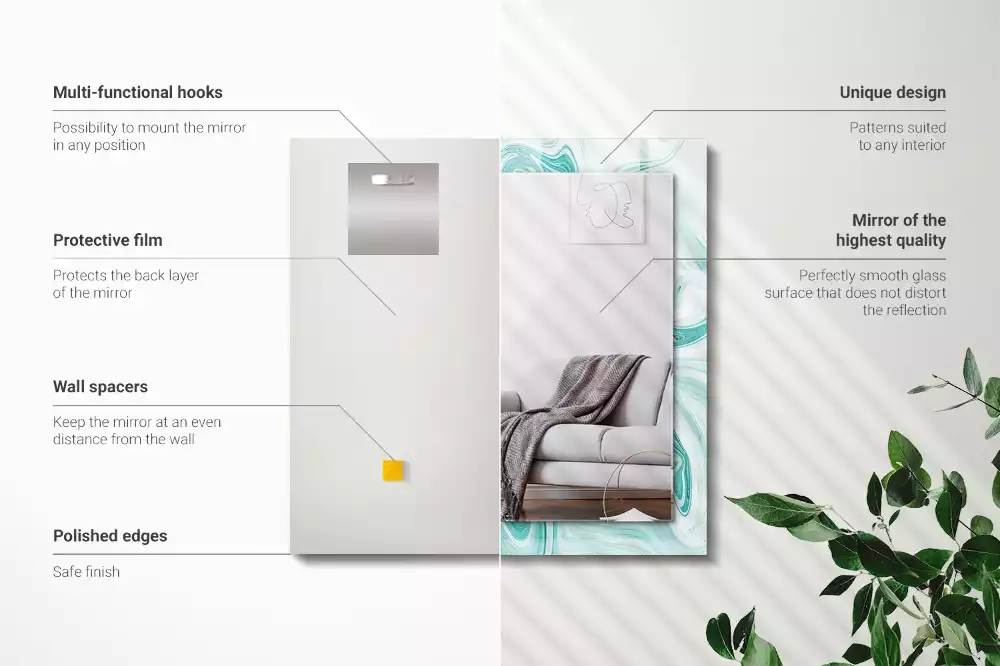 Espejo rectangular estampado Patrón de mármol abstracto