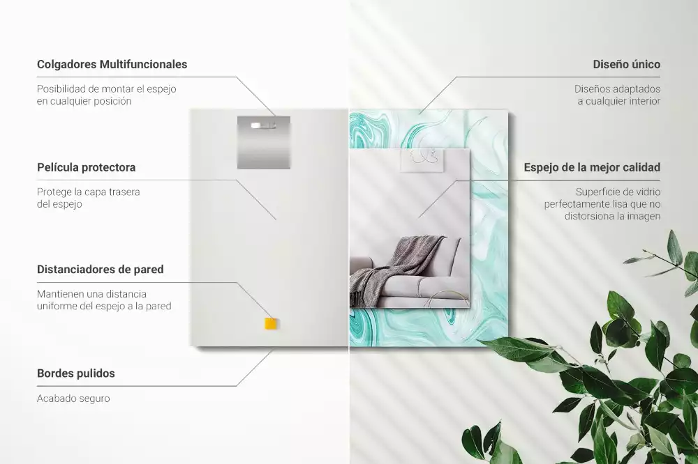 Espejo rectangular estampado Patrón de mármol abstracto