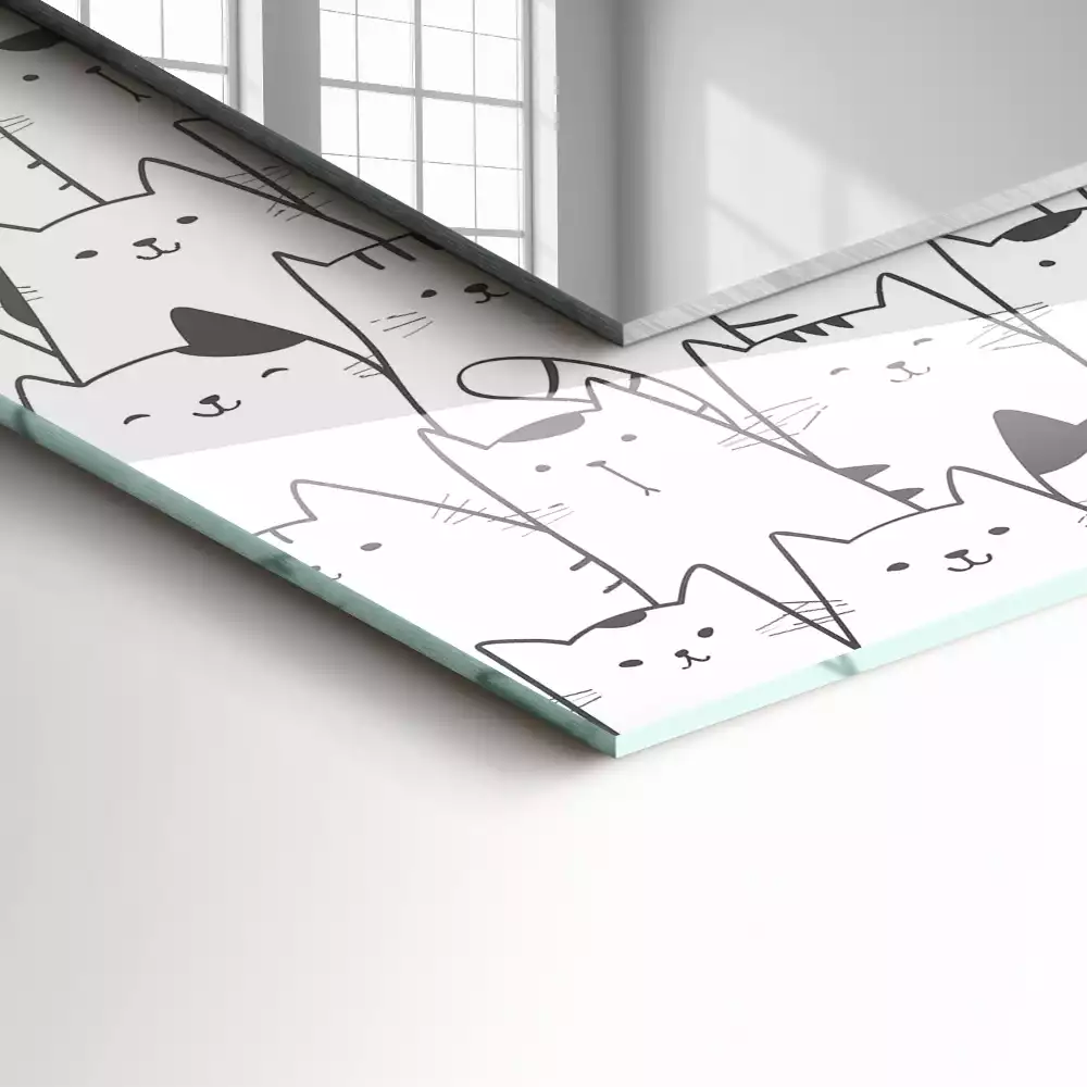 Espejo rectangular impreso gatos felices