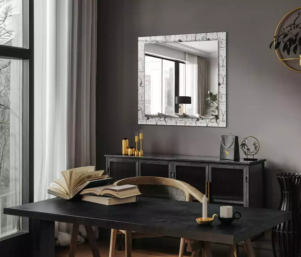 Espejo rectangular impreso gatos felices