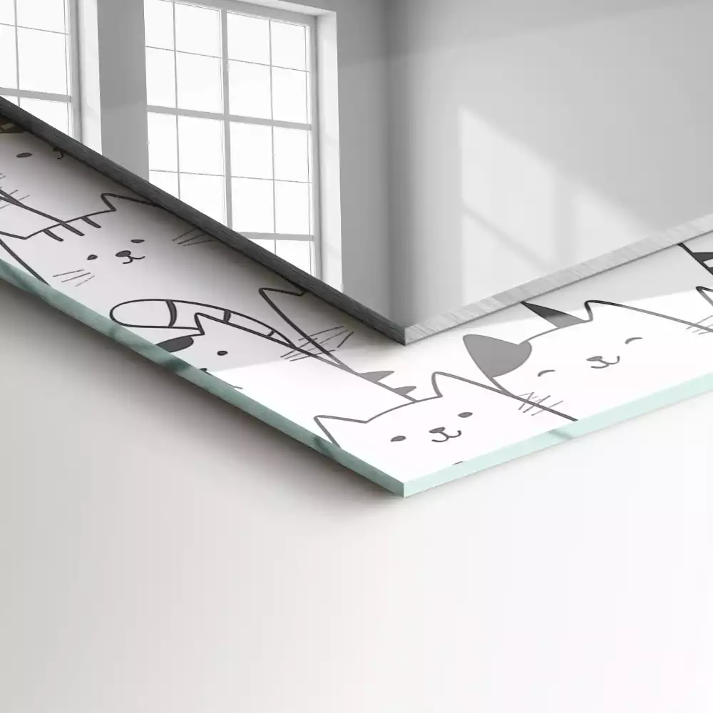 Espejo rectangular impreso gatos felices