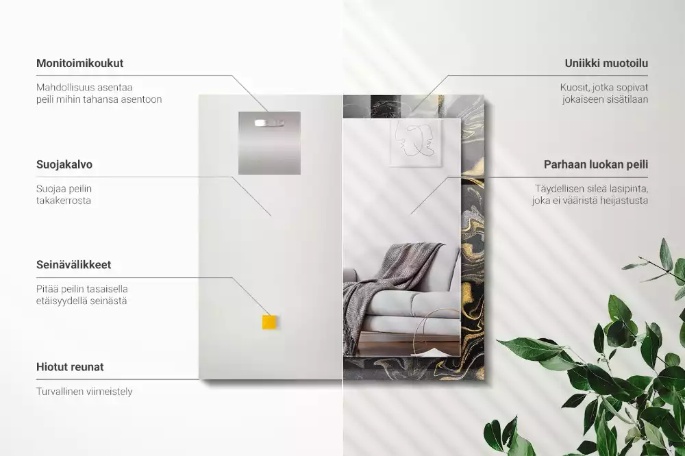 Espejo rectangular estampado Patrón de mármol abstracto