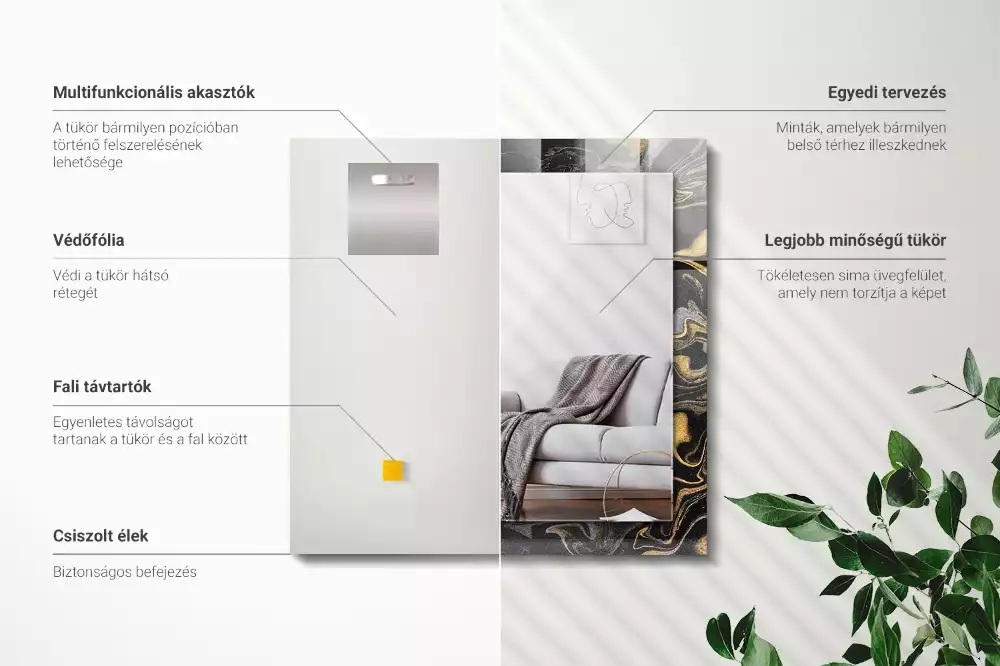 Espejo rectangular estampado Patrón de mármol abstracto