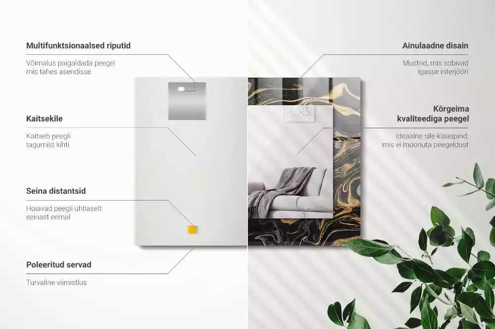 Espejo rectangular estampado Patrón de mármol abstracto