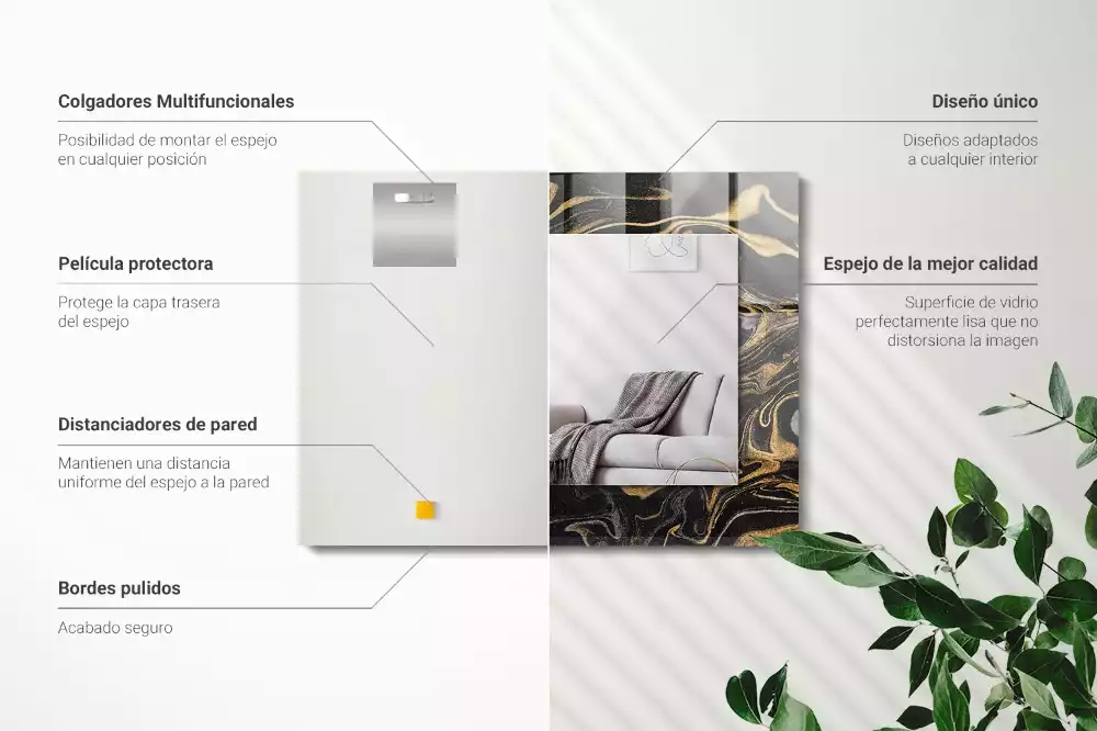 Espejo rectangular estampado Patrón de mármol abstracto