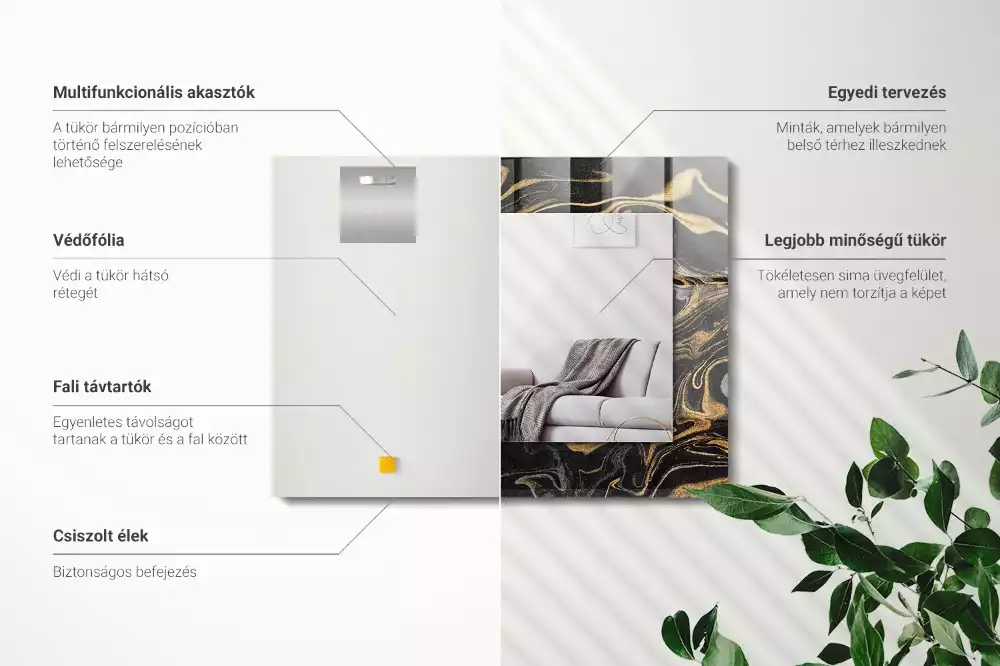 Espejo rectangular estampado Patrón de mármol abstracto