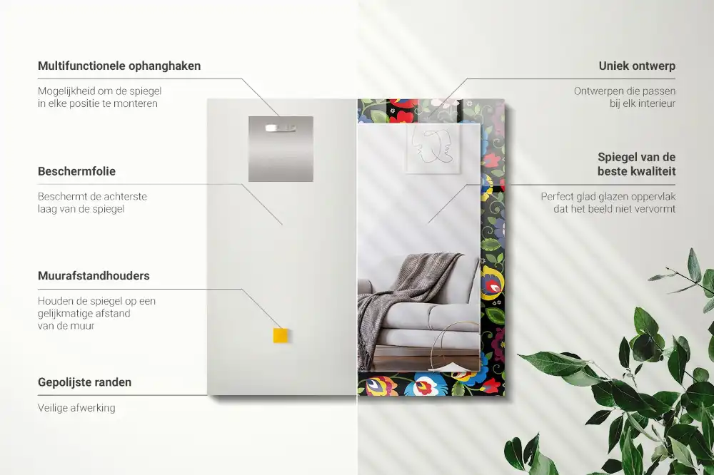 Espejo rectangular estampado Patrones populares coloridos