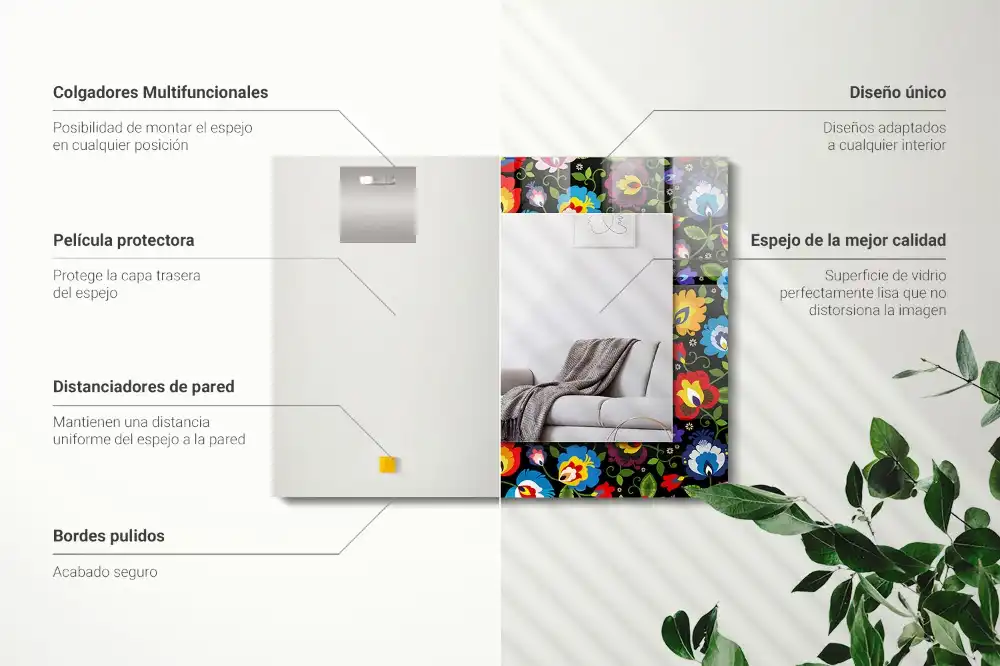 Espejo rectangular estampado Patrones populares coloridos