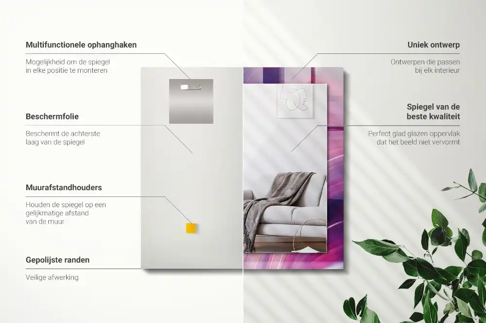 Espejo rectangular impreso Ondas coloridas abstractas