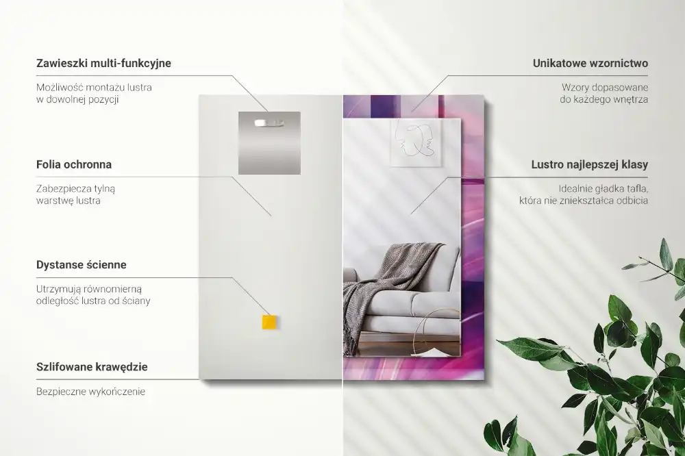 Espejo rectangular impreso Ondas coloridas abstractas