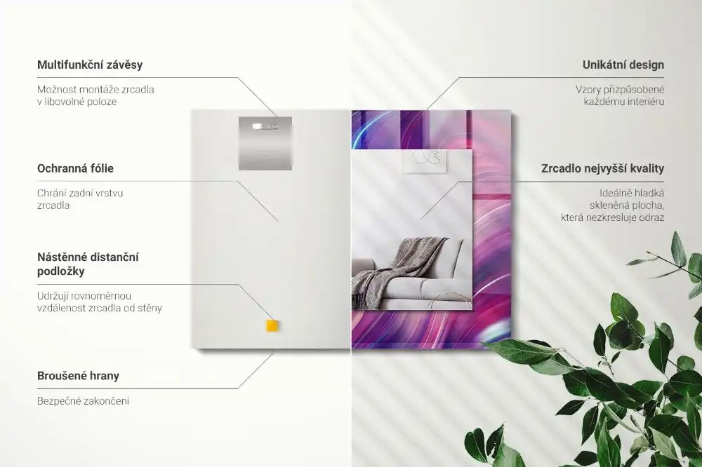 Espejo rectangular impreso Ondas coloridas abstractas