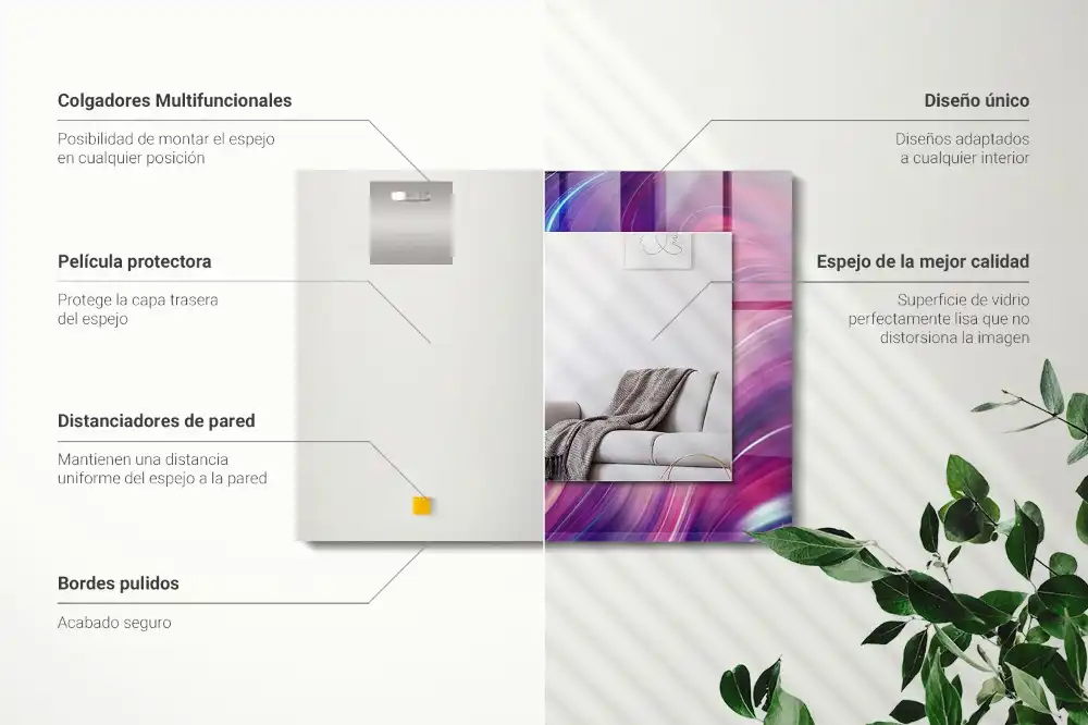 Espejo rectangular impreso Ondas coloridas abstractas