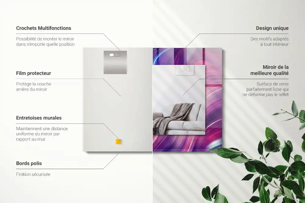 Espejo rectangular impreso Ondas coloridas abstractas