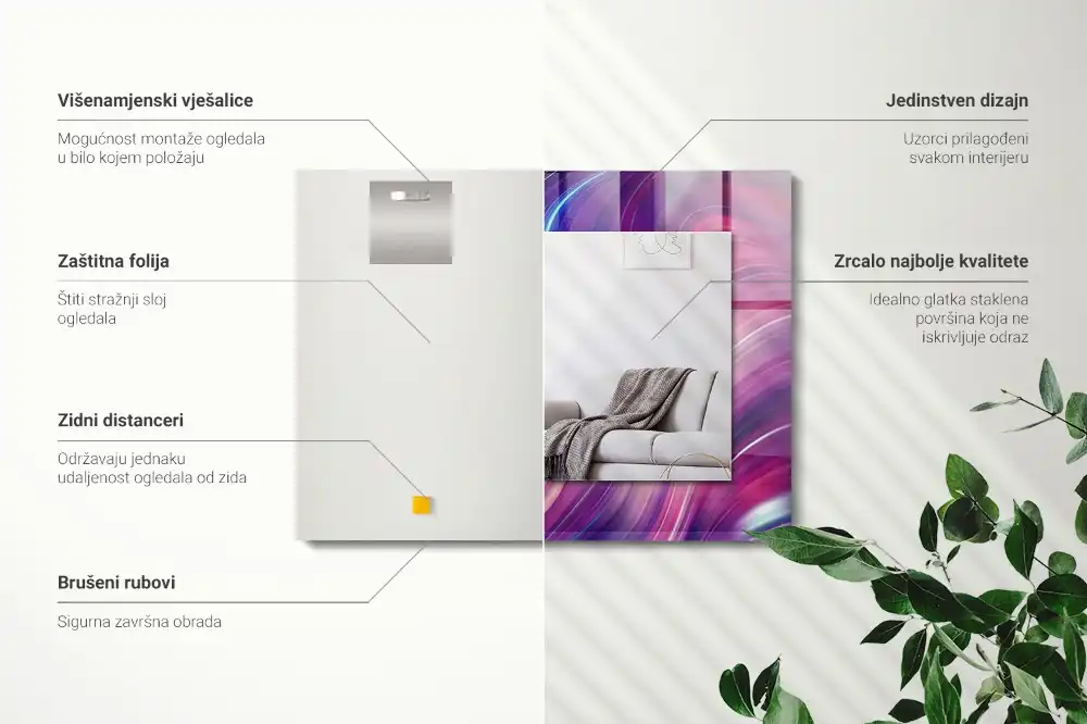 Espejo rectangular impreso Ondas coloridas abstractas