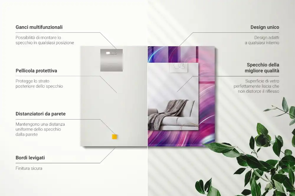 Espejo rectangular impreso Ondas coloridas abstractas