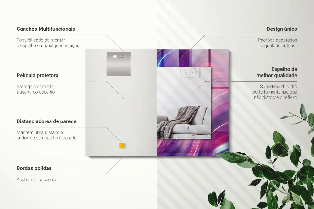 Espejo rectangular impreso Ondas coloridas abstractas