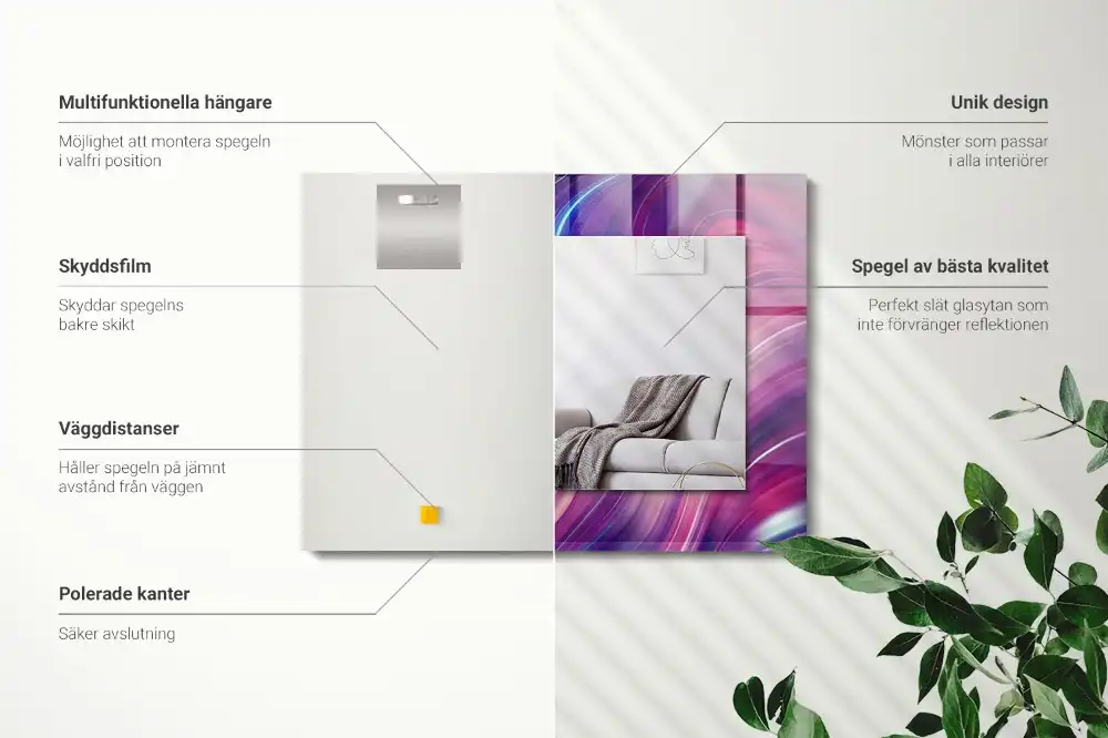 Espejo rectangular impreso Ondas coloridas abstractas