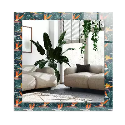 Espejo rectangular impreso Flores y hojas