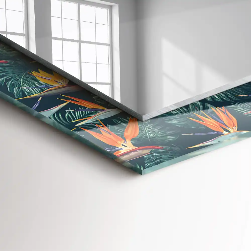 Espejo rectangular impreso Flores y hojas