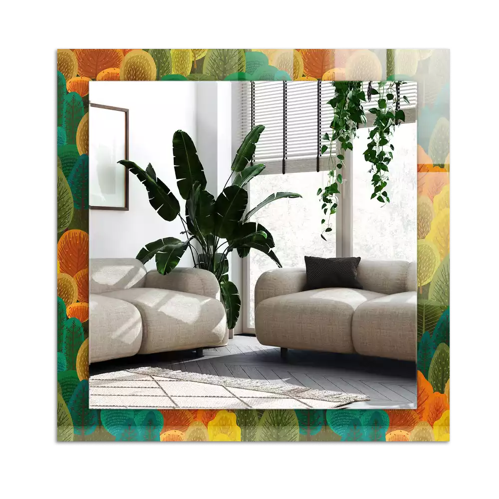 Espejo rectangular estampado Árboles de otoño