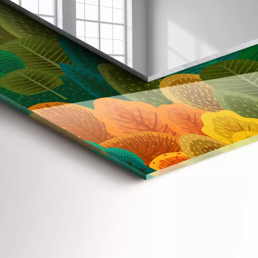 Espejo rectangular estampado Árboles de otoño