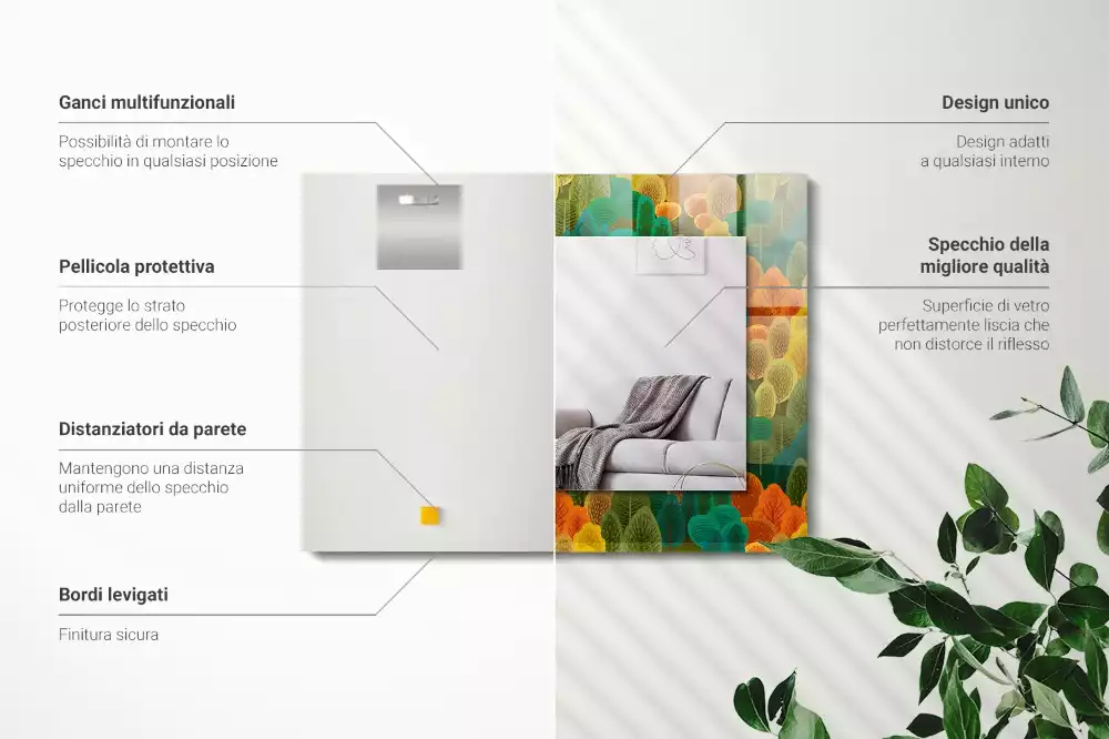 Espejo rectangular estampado Árboles de otoño