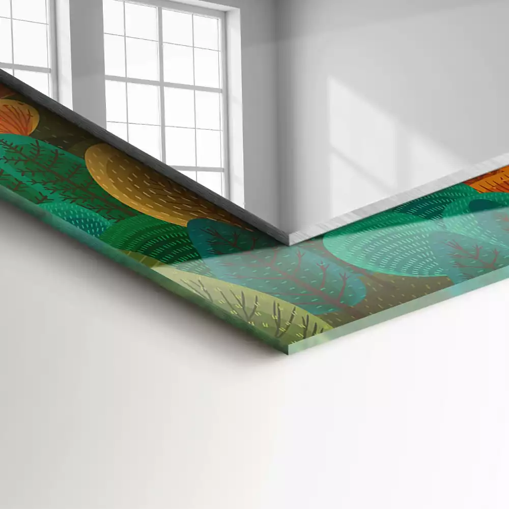 Espejo rectangular estampado Árboles de otoño