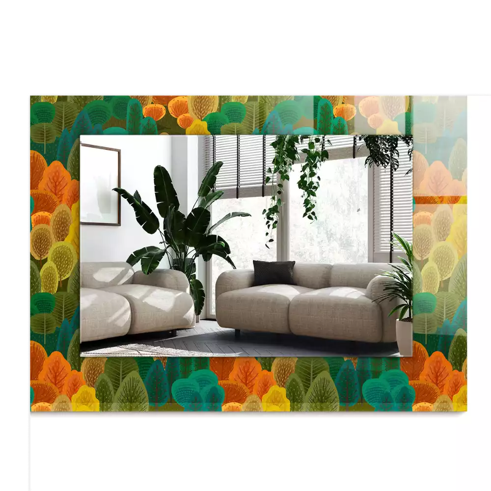 Espejo rectangular estampado Árboles de otoño