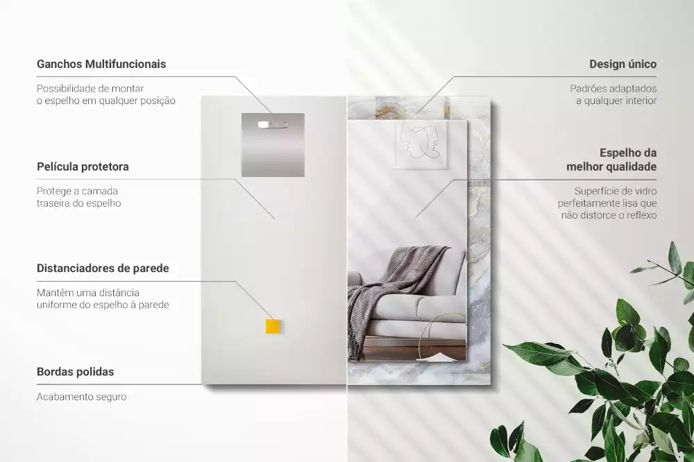 Espejo rectangular estampado Textura de patrón de mármol