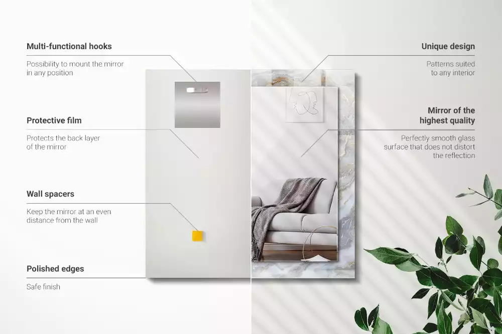 Espejo rectangular estampado Textura de patrón de mármol