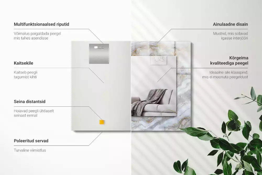 Espejo rectangular estampado Textura de patrón de mármol