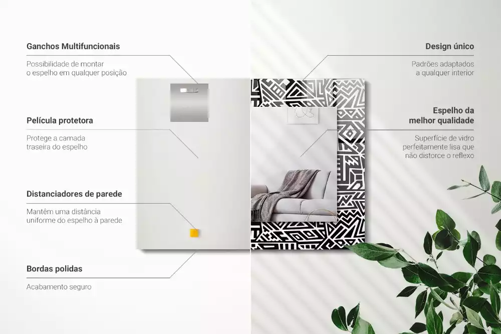 Espejo rectangular impreso Patrón geométrico