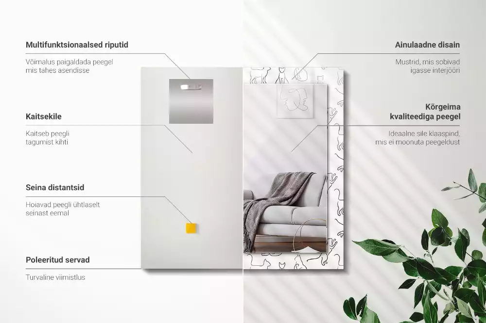 Espejo rectangular impreso Contornos de gatos