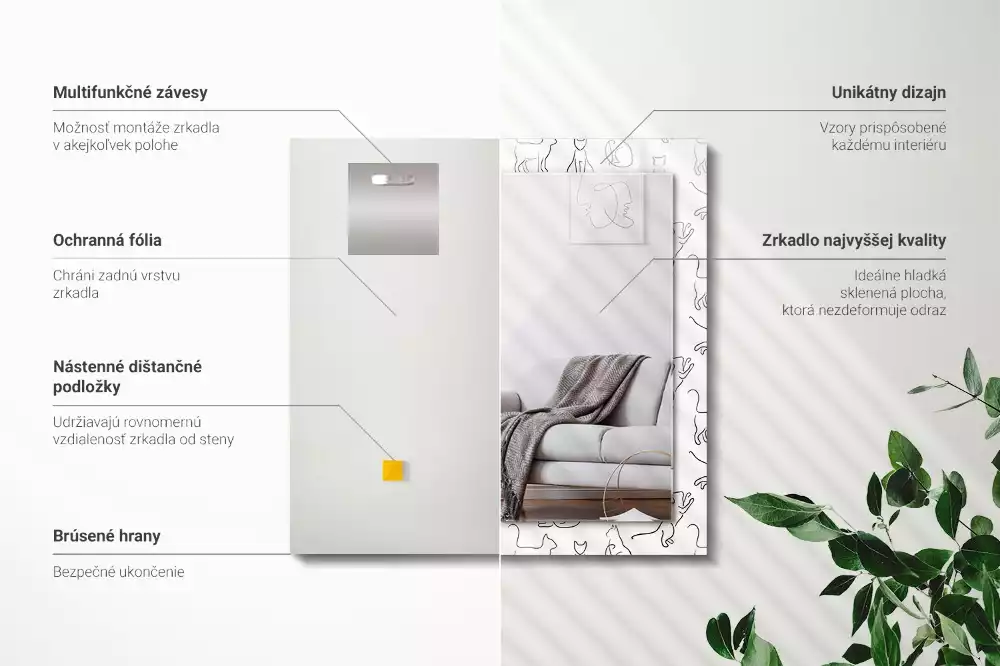 Espejo rectangular impreso Contornos de gatos