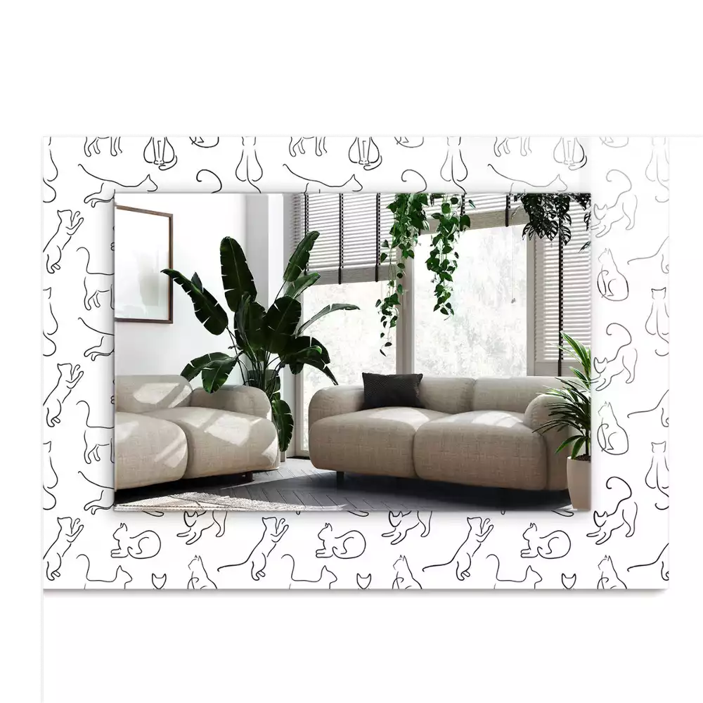 Espejo rectangular impreso Contornos de gatos