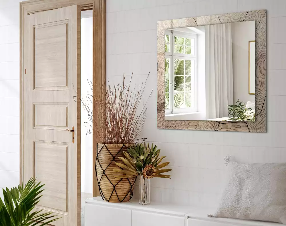 Espejo rectangular estampado Sección transversal del tronco de un árbol