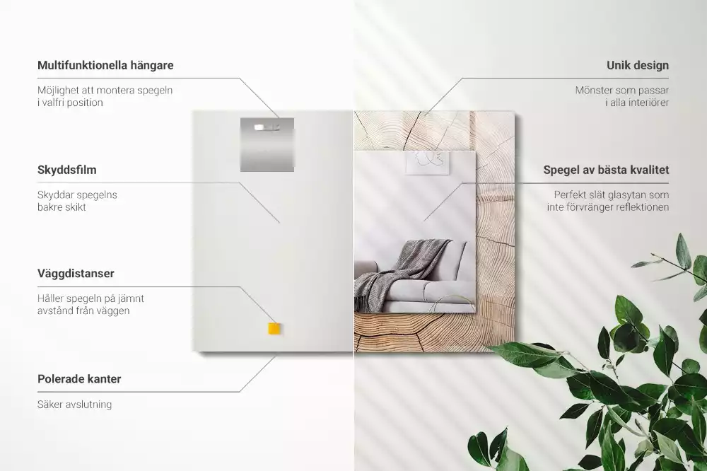 Espejo rectangular estampado Sección transversal del tronco de un árbol