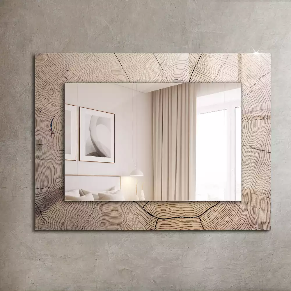 Espejo rectangular estampado Sección transversal del tronco de un árbol