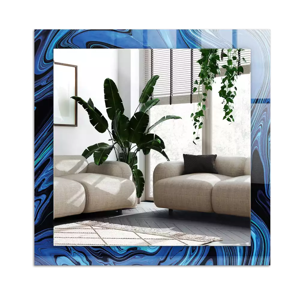 Espejo rectangular estampado Patrón azul abstracto