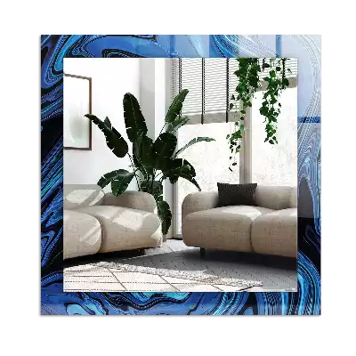 Espejo rectangular estampado Patrón azul abstracto