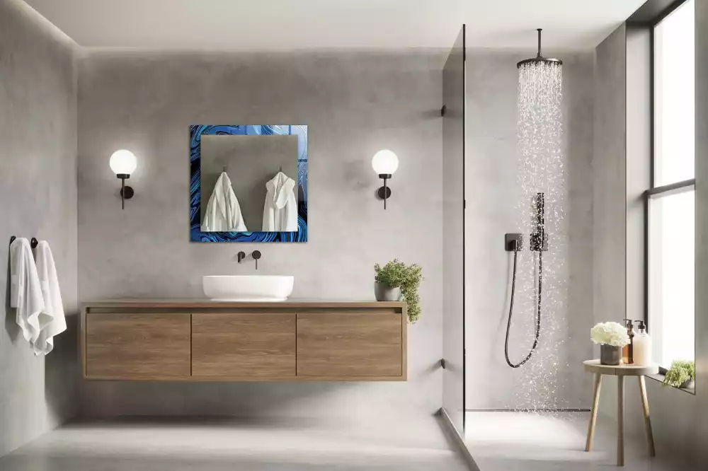 Espejo rectangular estampado Patrón azul abstracto